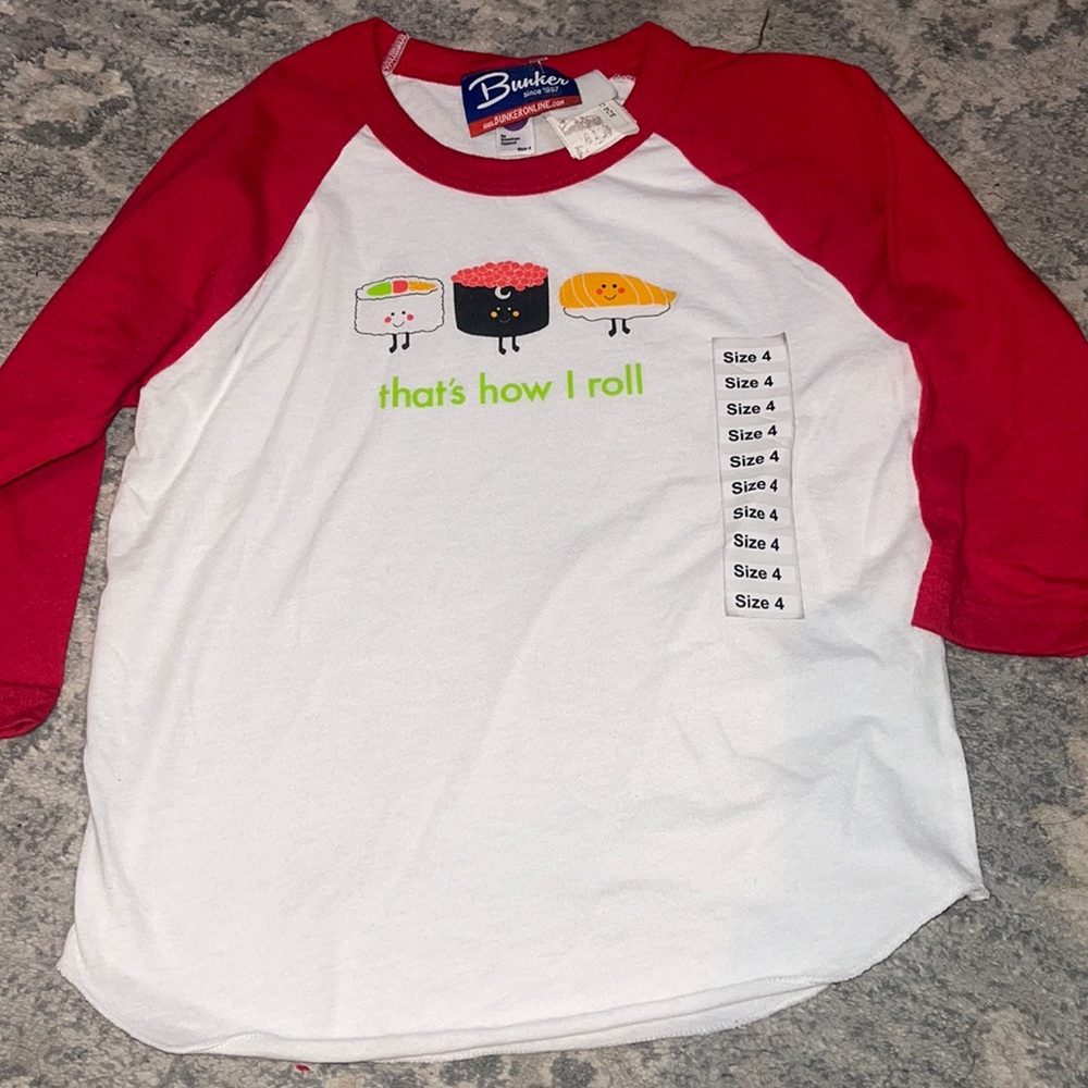 NWT That’s how I roll sushi Reagan baseball shirt